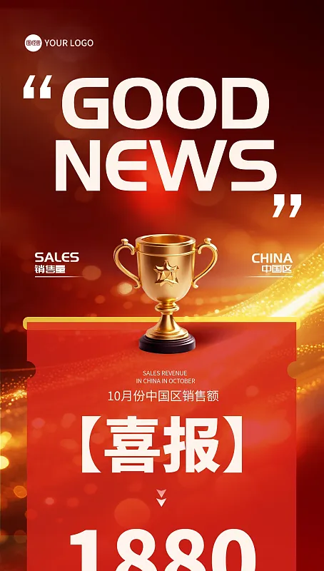 大气销售通用喜报全屏海报