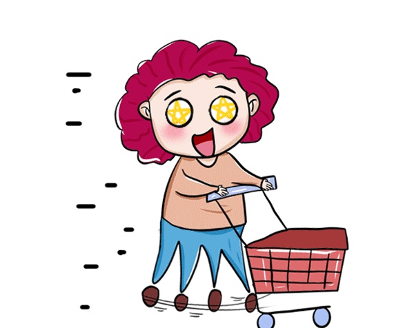 618限時搶購卡通購物車女孩gif表情包