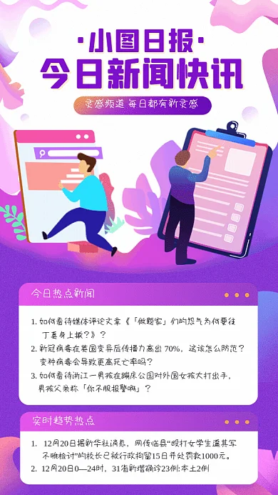 小图日报卡通新闻紫色GIF手机海报