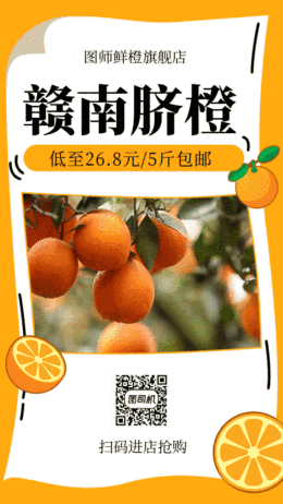 贛南臍橙低價促銷黃色宣傳海報