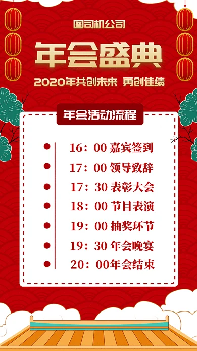 年会流程安排gif手机海报