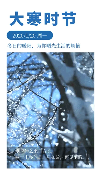 2019白色简约大寒节气GIF海报