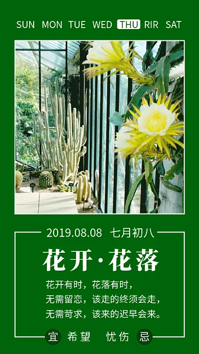 绿色清新简约早安你好日签GIF海报