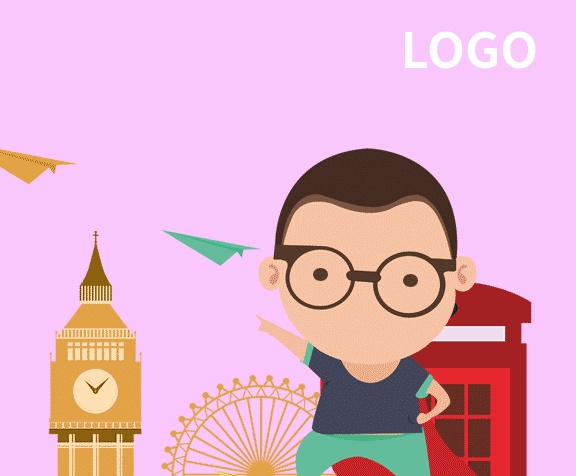 招聘卡通城市GIF海报