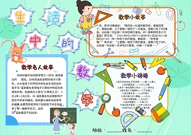 小学生手抄报数学模板