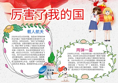 厉害了我的国手抄报模板