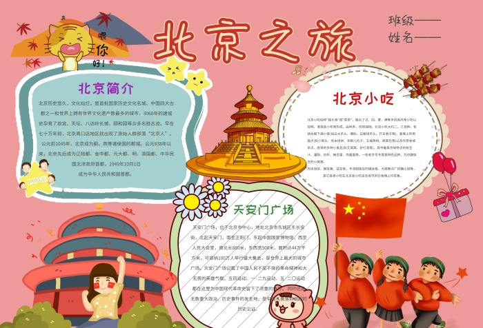 小學生手抄報北京之旅模板