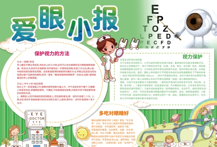 爱眼护眼健康小报 爱眼护眼健康小报
