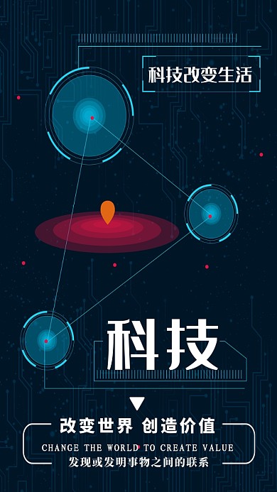 深色創(chuàng)意簡約科技改變生活手機海報