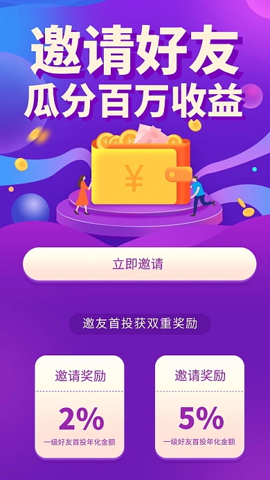 邀请好友瓜分百万收益活动海报