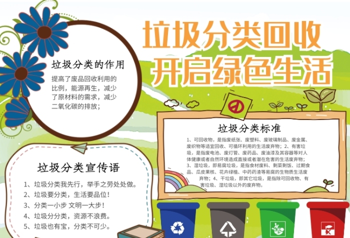 垃圾分类宣传小报创意趣味卡通 垃圾分类宣传小报创意趣味卡通