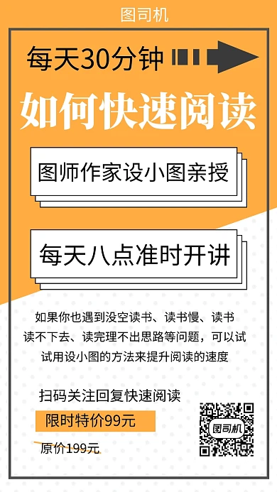 几何简约快速阅读手机海报模板