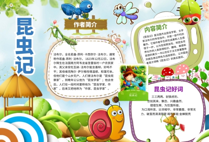 创意卡通昆虫记小报 创意卡通昆虫记小报
