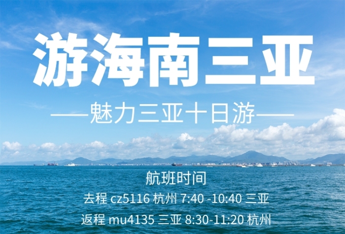 白色高清海南三亞十日游手機海報