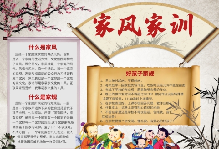 創(chuàng)意中國傳統(tǒng)家風家規(guī)小報