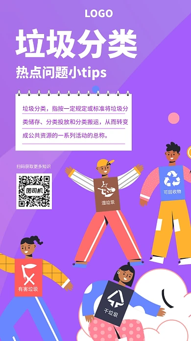 垃圾分类小知识宣传手机海报