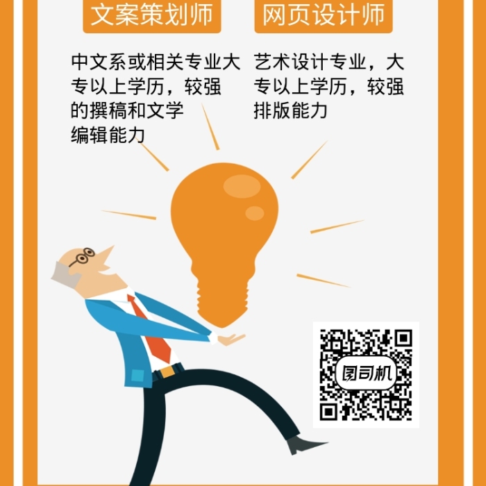 橙色創(chuàng)意簡約招聘手機海報