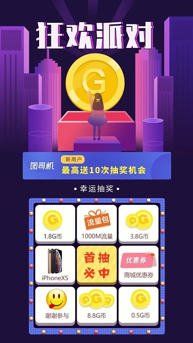 狂欢派对大转盘抽奖活动海报