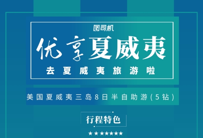 藍色清新幾何夏威夷旅游宣傳海報模板