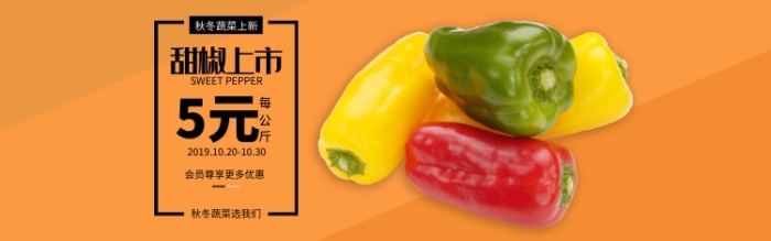 橙色蔬菜甜椒促銷banner