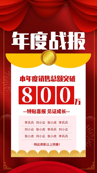 2020年红色大气销售捷报海报