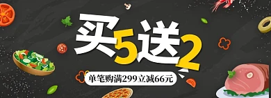 手绘插画美食牛排披萨海报