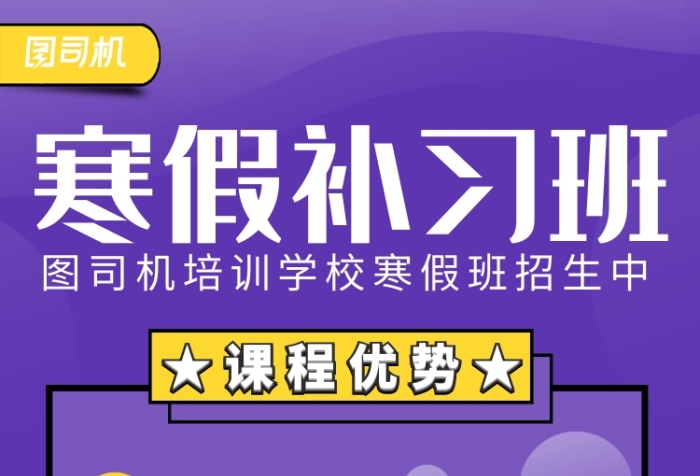 紫色摄影画风寒假班招生海报