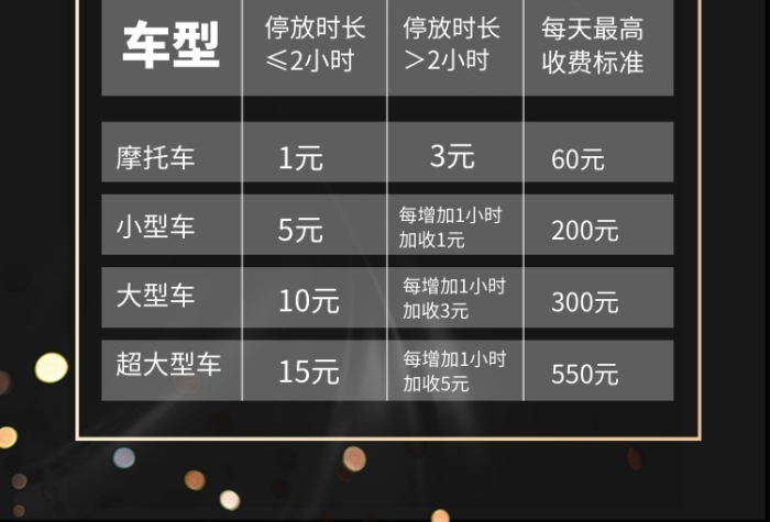黑色大氣停車場收費(fèi)公示牌宣傳海報(bào)