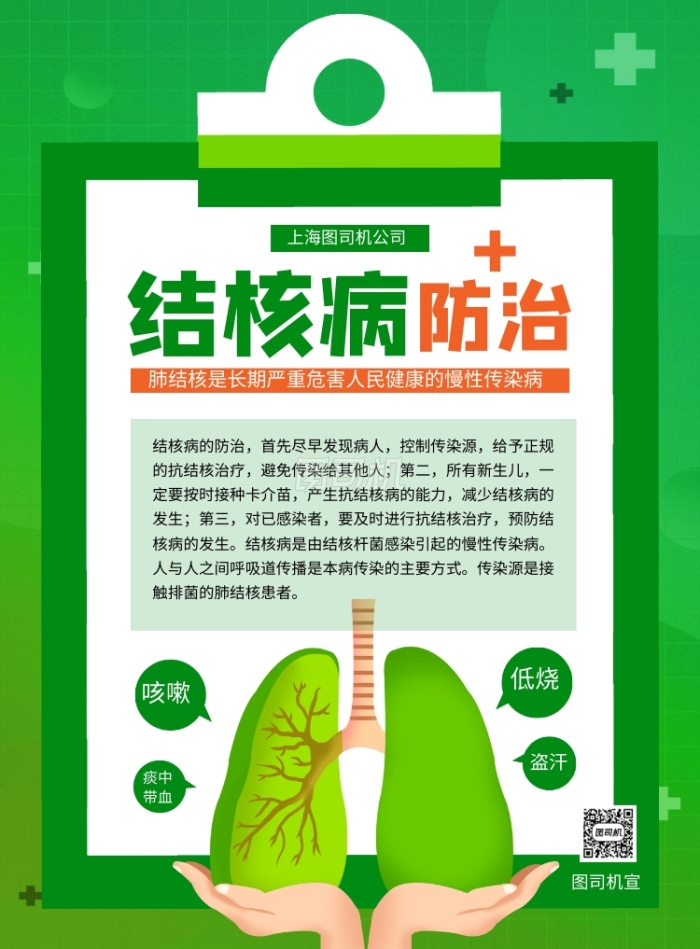 世界防治结核病日绿色卡通节日海报 世界防治结核病日绿色卡通节日海报