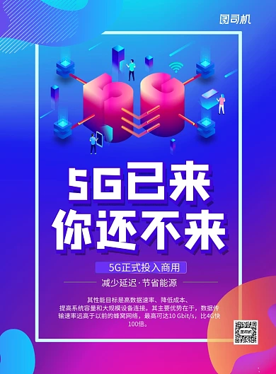 紫色简约5G已来你还不来科技海报