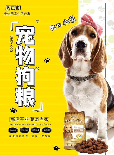 简约宠物狗粮汪星人海报