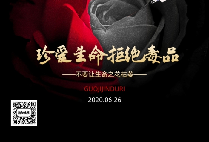 簡約國際禁毒日生命之花宣傳海報