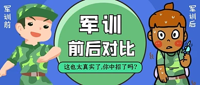 蓝色创意军训前后对比公众号首图