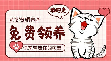 卡通宠物萌宠免费领养猫咪