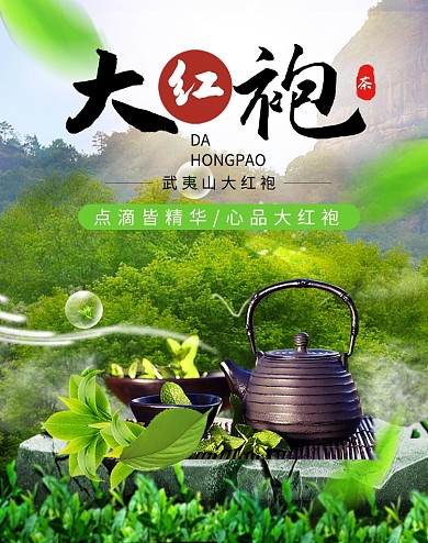 綠色大氣武夷山大紅袍茶葉海報(bào)