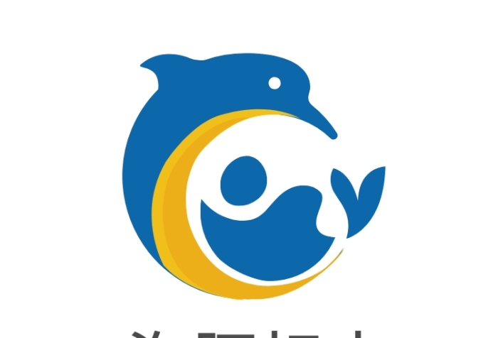 海豚卡通扁平標志
