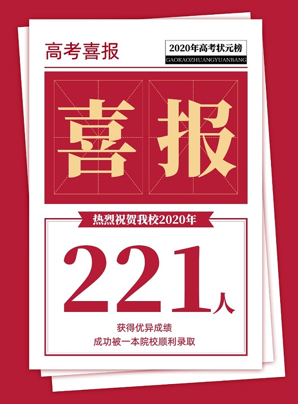 紅色夏季高考光榮榜狀元喜報宣傳海報