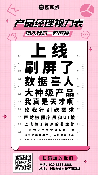 产品经理视力表创意招聘套图手机海报
