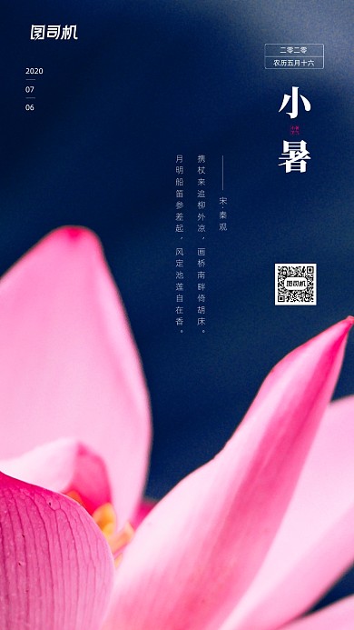 小暑節(jié)氣荷花圖案宣傳海報(bào)
