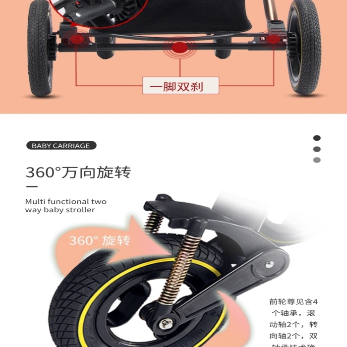 橙色簡約嬰兒車寶寶座椅淘寶電商詳情頁