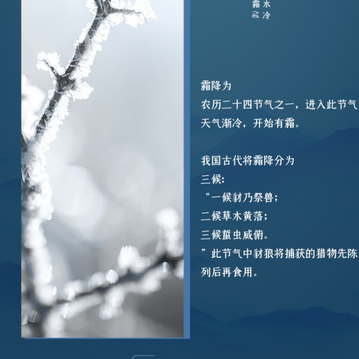 霜降節(jié)氣小清新藍(lán)色文章配圖