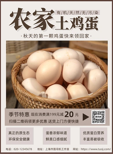 农家土鸡蛋简约美食餐饮宣传印刷海报