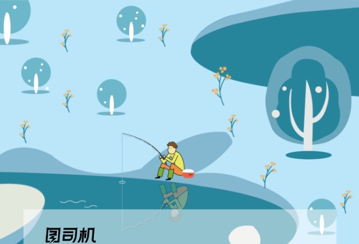 趣味釣魚比賽親子垂釣游戲淺色印刷海報