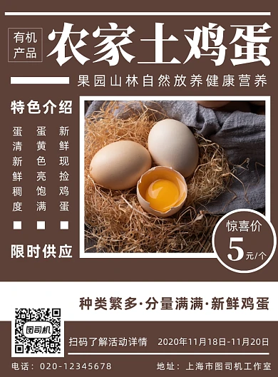 农家土鸡蛋简约美食餐饮宣传印刷海报