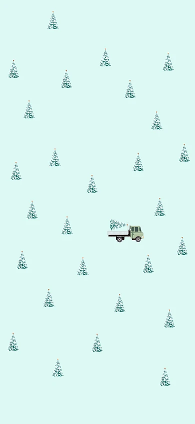 圣诞树创意清新小货车手机壁纸