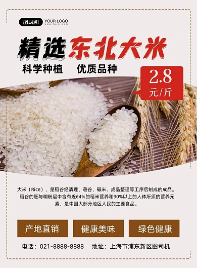 大米有机健康美食促销印刷海报