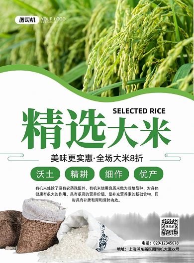精选大米促销创意简约宣传印刷海报