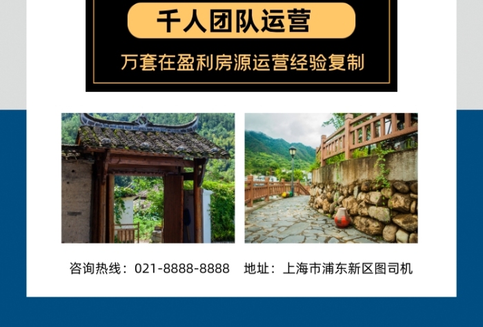 民宿加盟時(shí)尚簡約招募合作商印刷海報(bào)