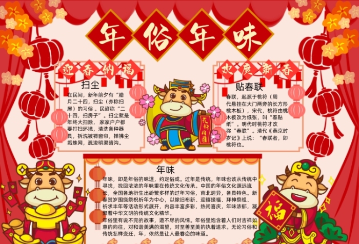 牛年春節(jié)年俗手抄報小報