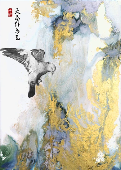 北欧现代简约艺术抽象金色玄关装饰画